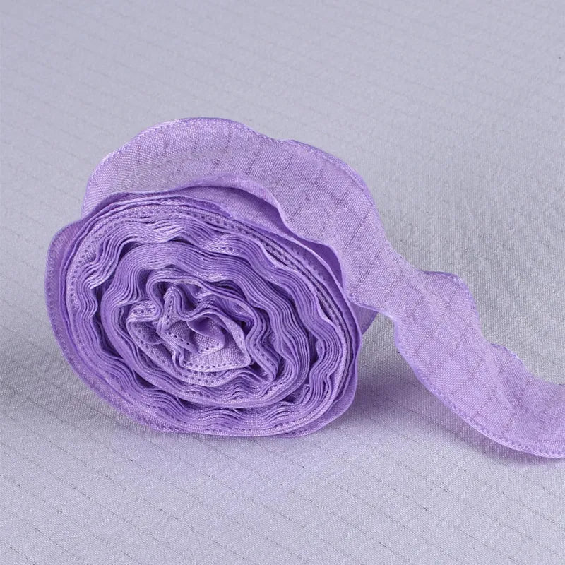 Ruffled Pleated Fishtail Yarn 2.5 Wide Ribbon Flower Packaging Ribbon Macaron Floral Snow Yarn Linen Diy