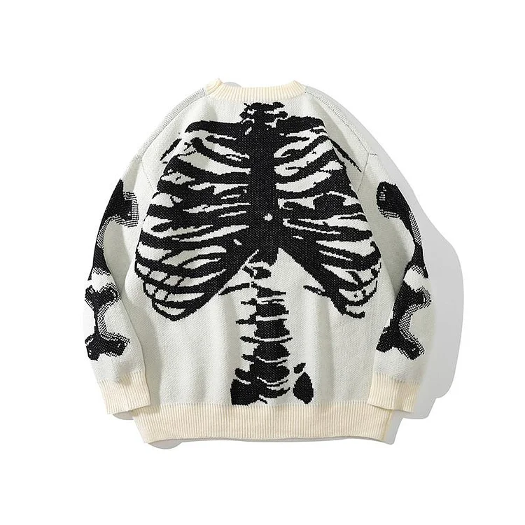 Skeleton Print 3 Colors Knitted Sweater