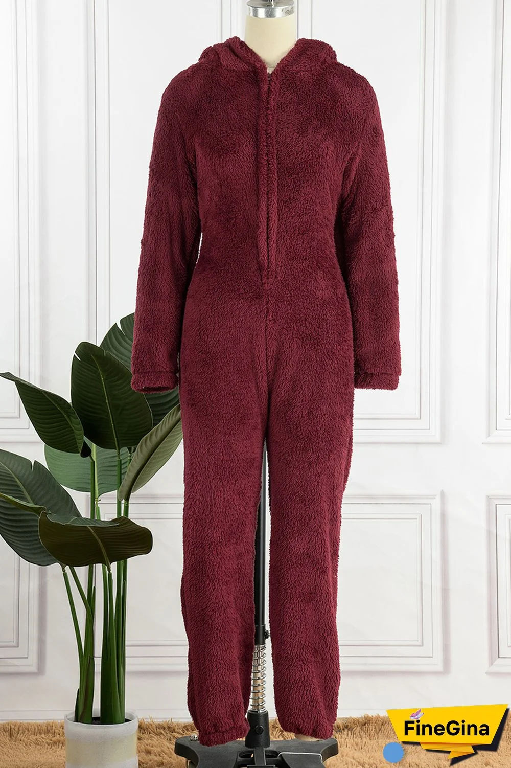 Yellow Casual Living Solid Patchwork Hooded Collar Regular Jumpsuits