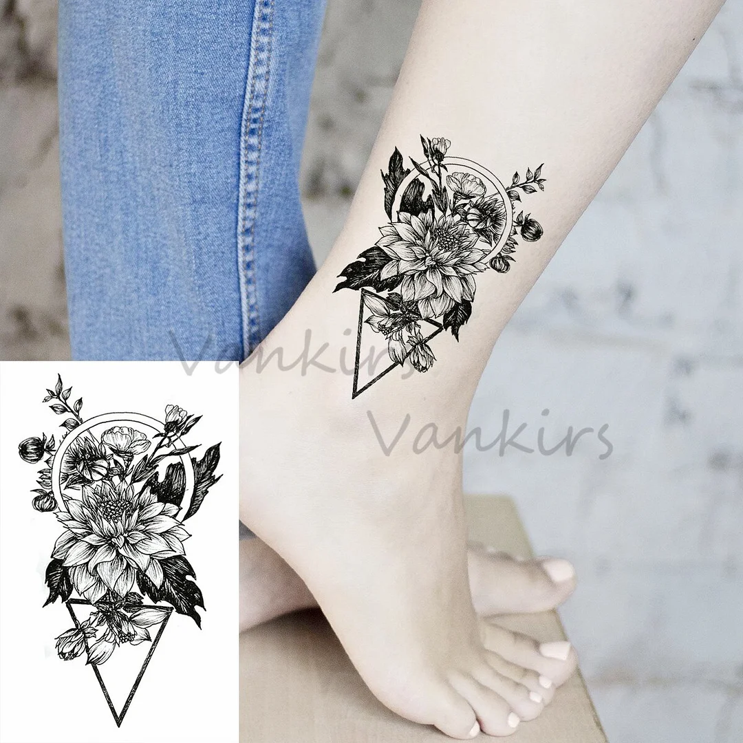 Sdrawing Cloud Coconut Tree Temporary Tattoos For Adults Girls Tiger Flower Compass Mountain Fake Tattoo Sticker Arm Leg Tatoos