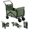 [US Local Warehouse] 2-in-1 Wagons Carts Foldable 440lbs Capacity Folding Chair Cart with All-Terrain Wheels Beach Wagon for  Sports Garden Camping (Green)