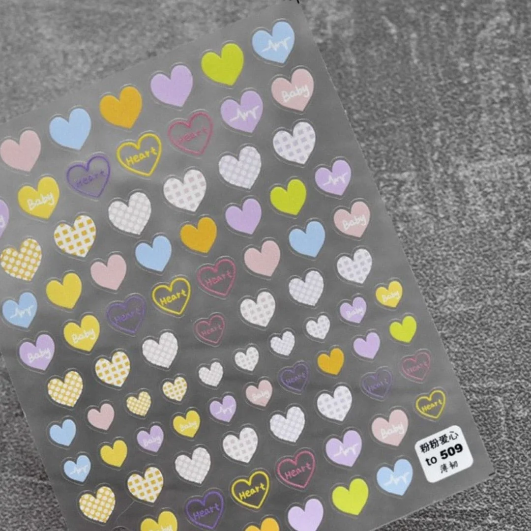 Beautizon Pink heart 3D Engraved Nail Art Sticker High Quality Nail Art Decorations Nail Decals Design