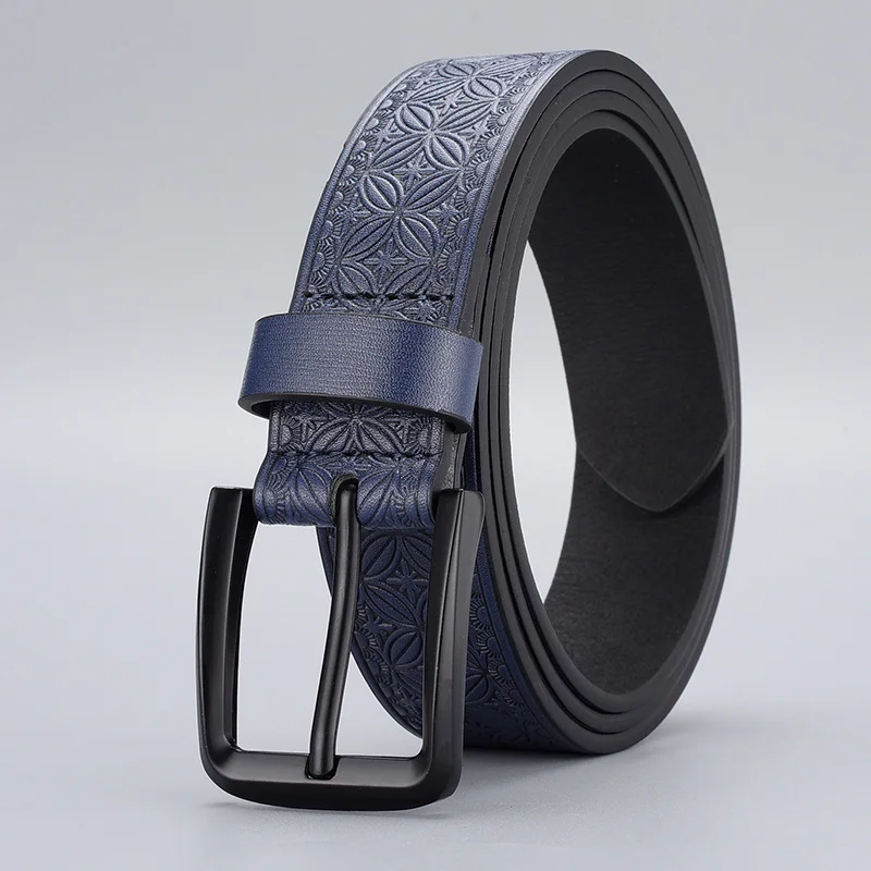 Wholesale PU Leather Uniform Belts With Single Prong Buckle Pin Clip Buckle Western Floral Engraved Embossed Leather Belt Man