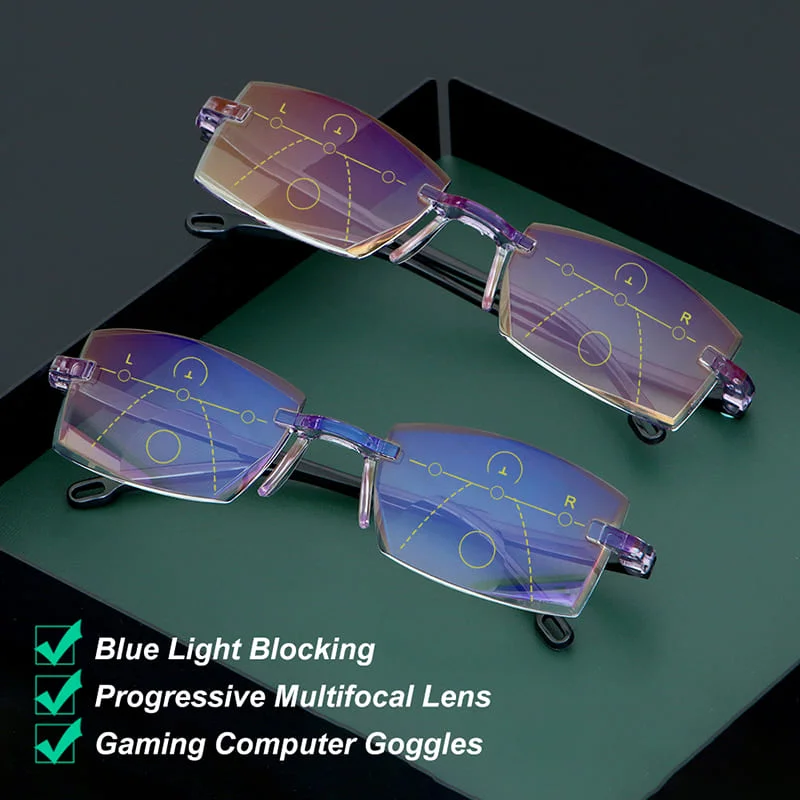 Mocuishle® Blue gems high hardness Anti-wear anti blue light intelligent dual focus reading glasses