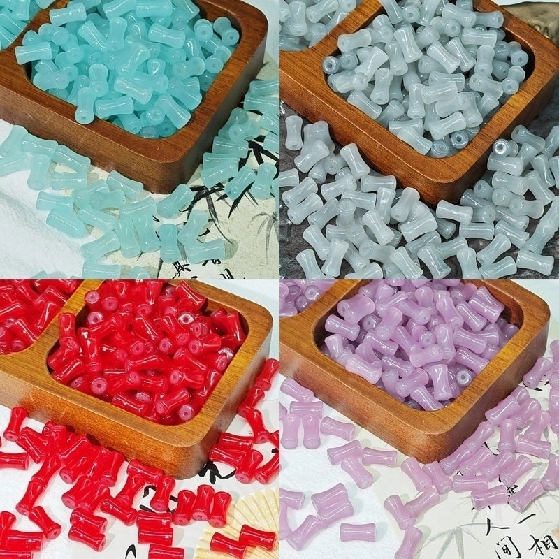 50 PCS/Package 6 * 12mm Glass Bamboo Beads