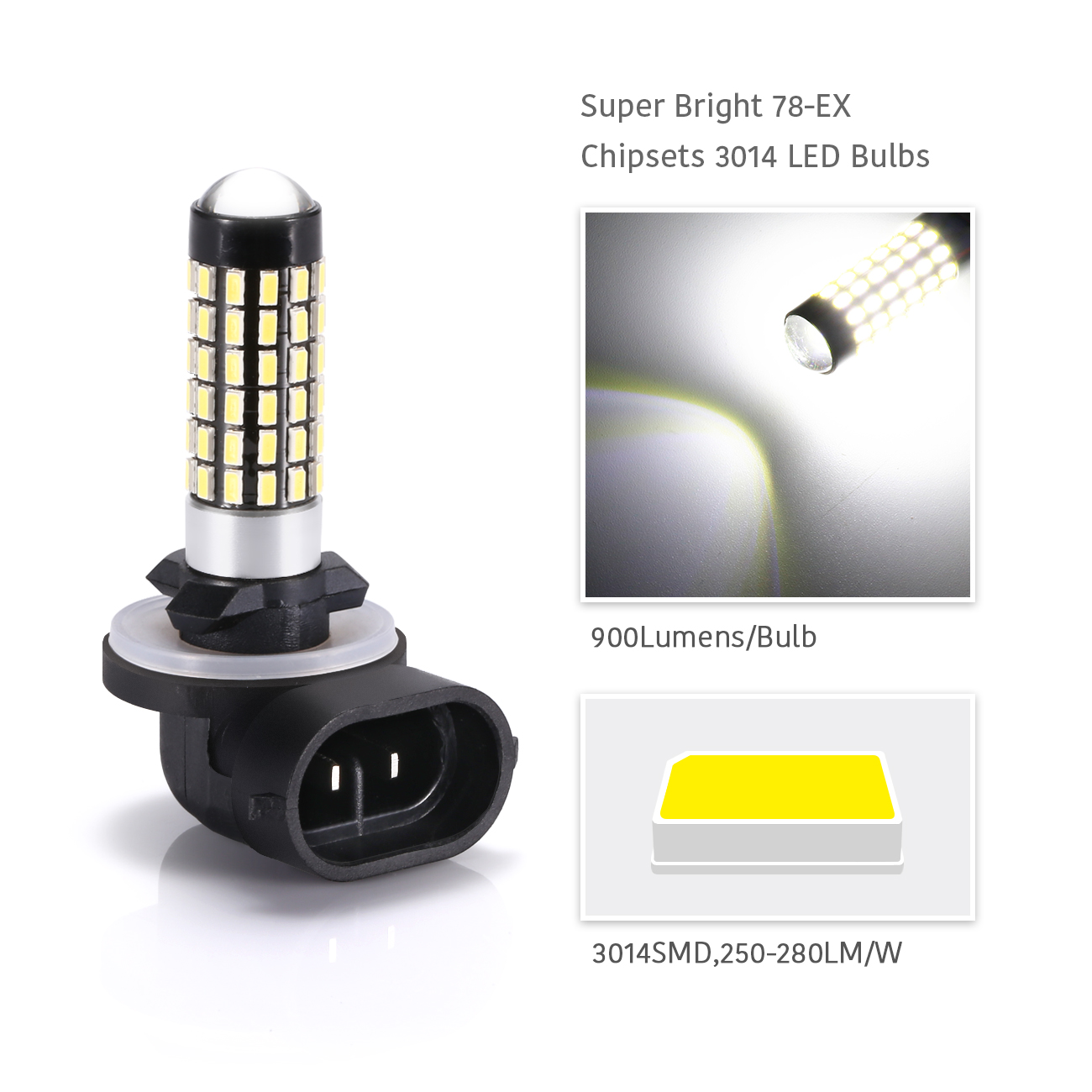 LUYED 2 X 900 Lumens Super Bright 3014 78-EX Chipsets 881 Led