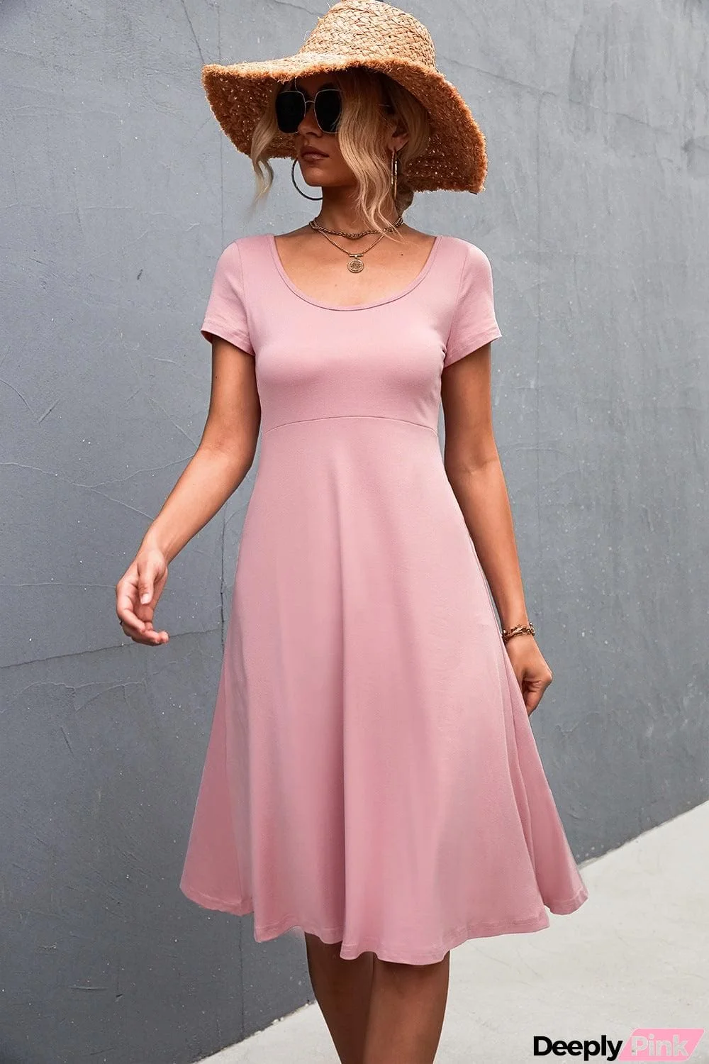 Scoop Neck Short Sleeve Dress