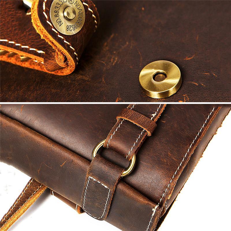 Retro Style Contrast Stitching Top-Handled Genuine Leather Antique Brass Hardware Satchels