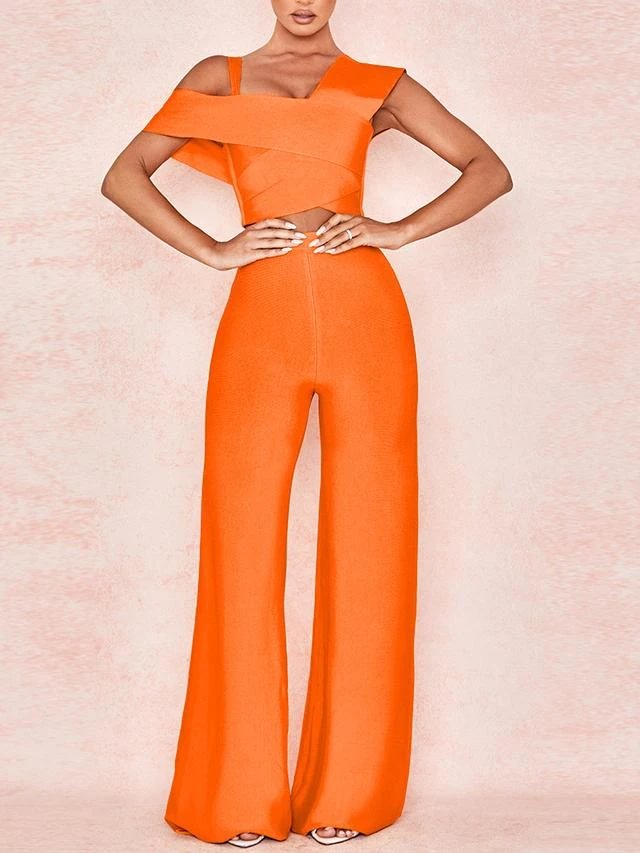 Solid color sexy sleeveless two-piece suit-zachics