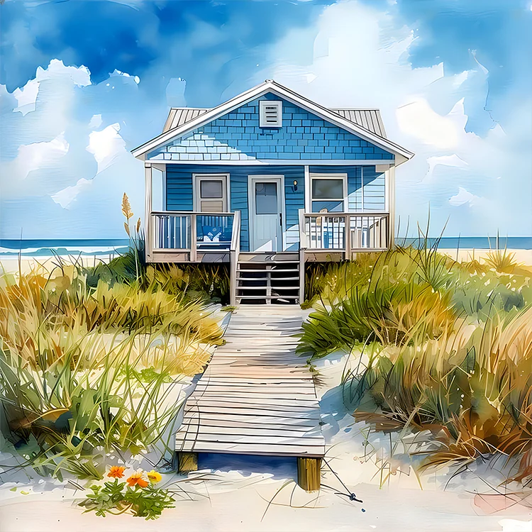 Seaside Cottage 30*30CM (Canvas) Full Round Drill Diamond Painting gbfke