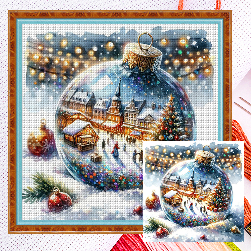 Christmas Snow Scene Full 11CT Counted Canvas(40*40cm) Cross Stitch