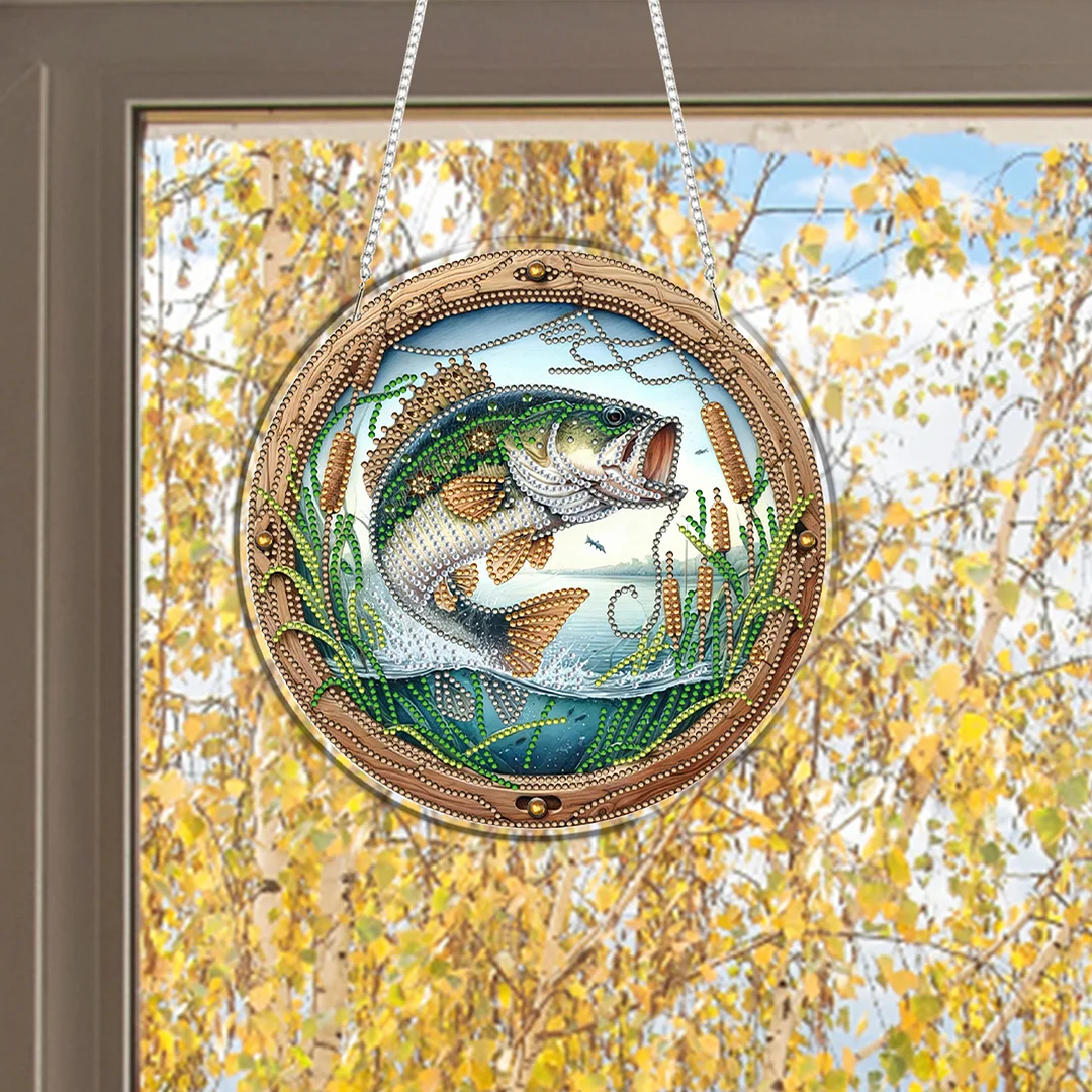 Fish 2D Flat DIY Acrylic Diamond Art Pendant Craft Kit for Home Wall Decoration