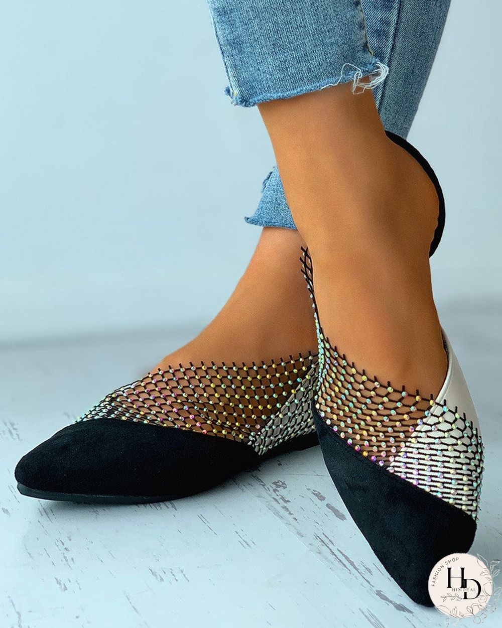 Colorblock Studded Patch Slip-On Shoes