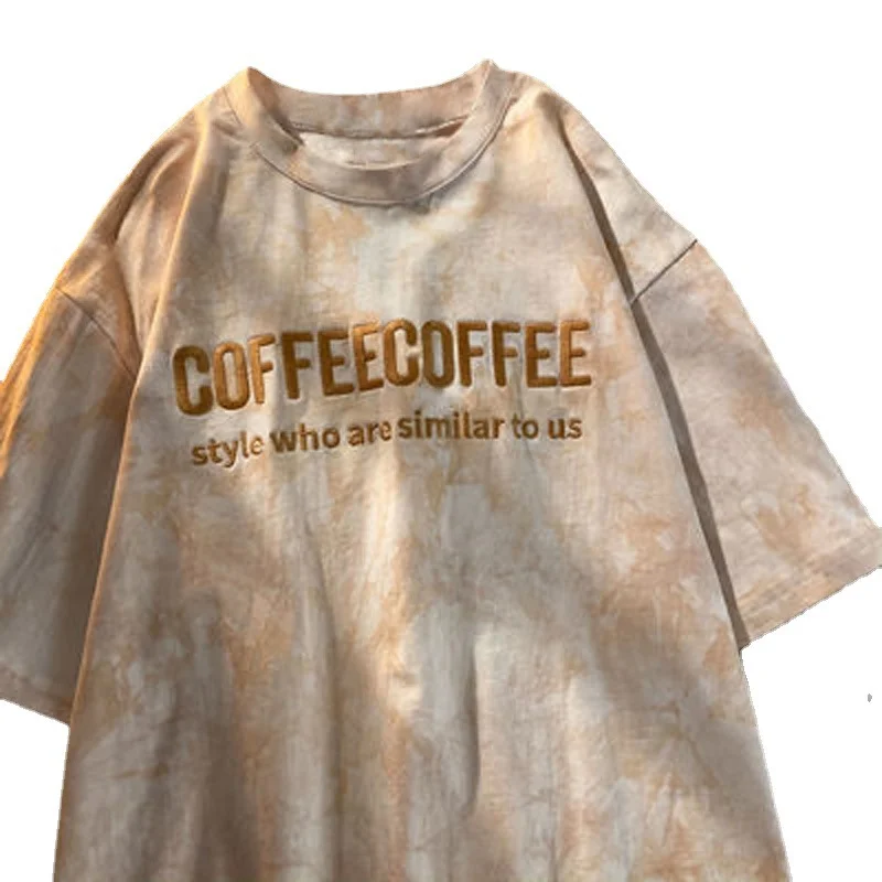 Uveng Uveng Top Embroidered Letters Lovers Girlfriends Short-Sleeved T-Shirt Female 2023 Summer Loose Student Top Women's Clothing