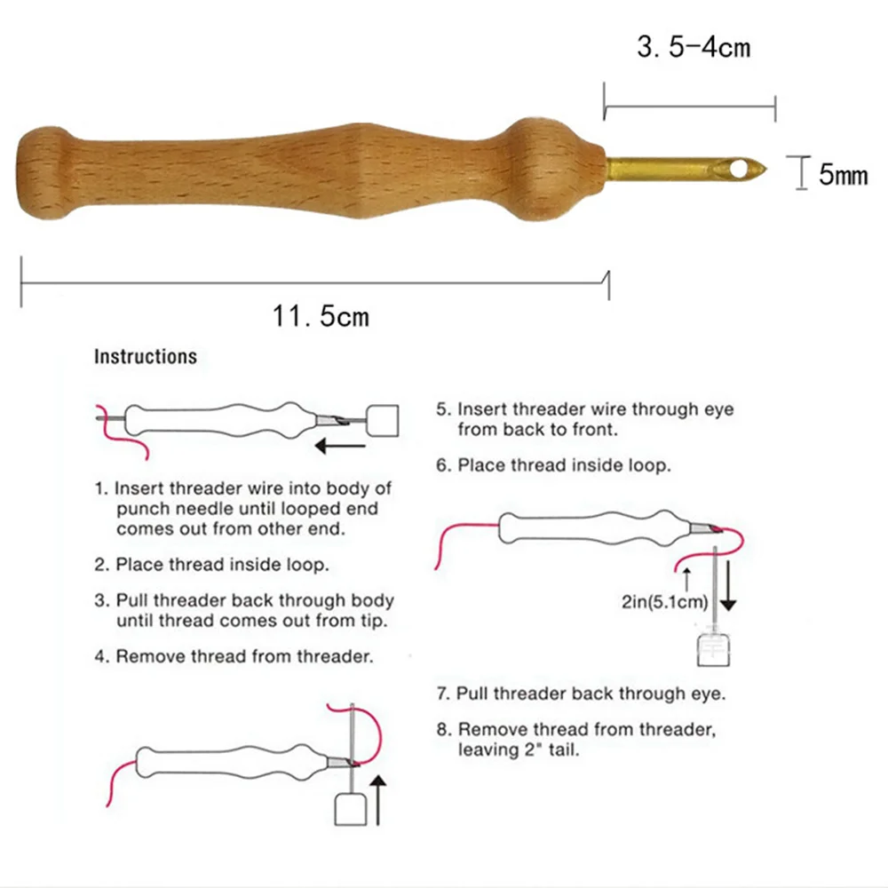 Wooden Handle Knitting Embroidery Pen Punch Needle | IFYHOME