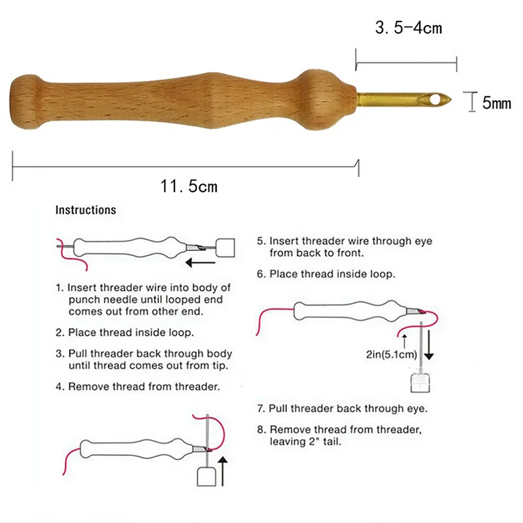 Wooden Handle Knitting Embroidery Pen Punch Needle