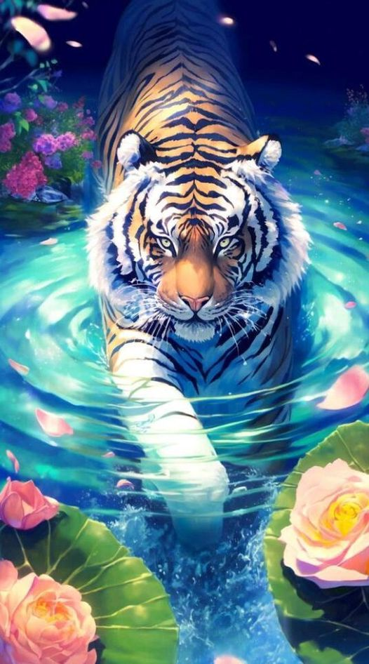 Tiger 40*70CM (Canvas)AB Round Drill Diamond Painting gbfke