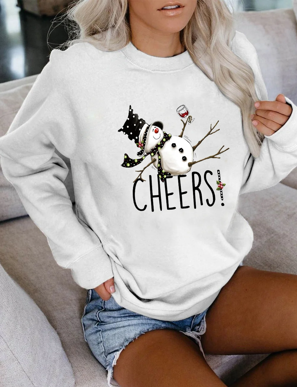 Cheers Snowman Christmas Sweatshirt