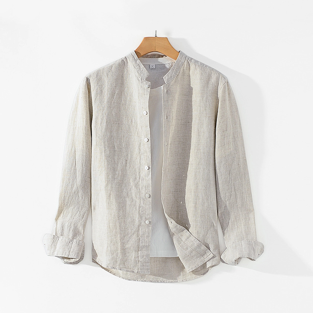 Linen Shirt Men 100% Linen Long Sleeve Shirt Breathable REAL SILK LIFE