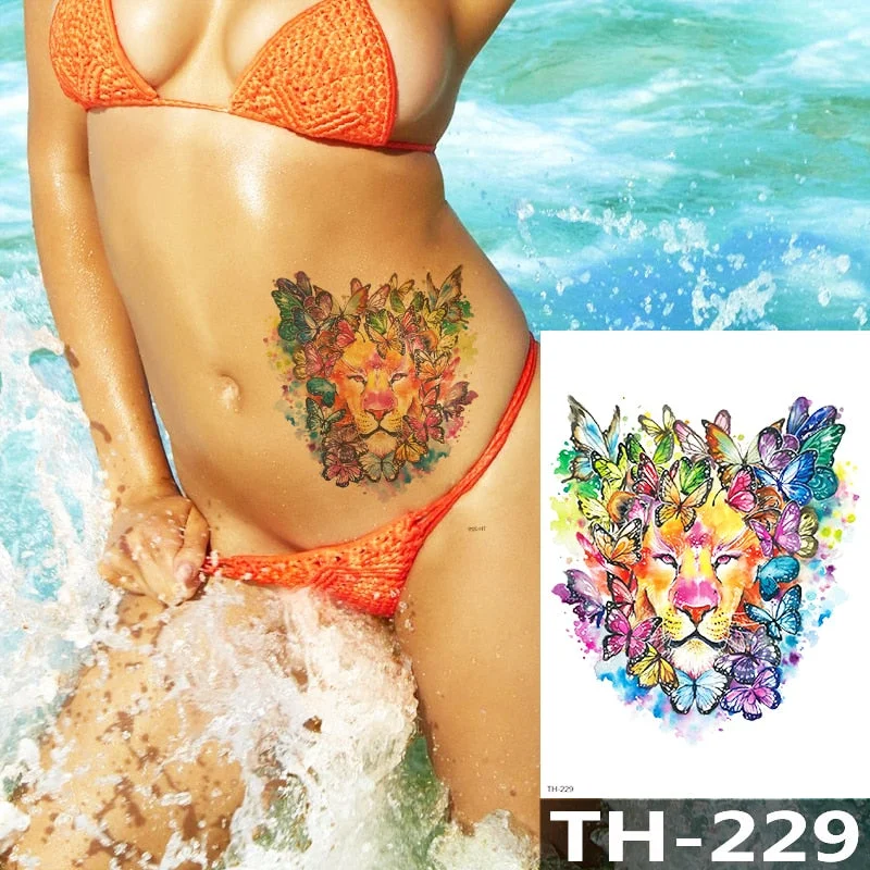 Waterproof Temporary Tattoo Sticker Flower Cute Cat Water Transfer Body Art Flash Fake Tatoo