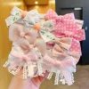 Cute Flower Gauze Plaid Bowknot Hair Bands for Kids