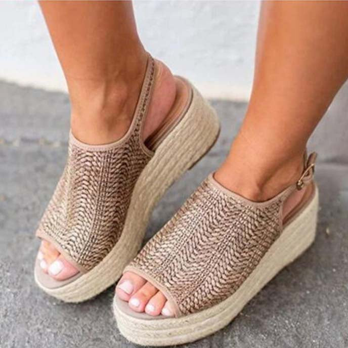 GOOSHOE Platform Espadrilles Heel Flat Sandals