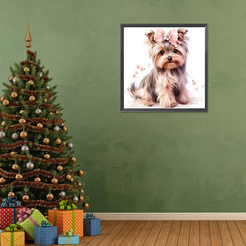 Diamond Painting - Full Round Drill - Yorkshire Puppy(Canvas|30*30cm)