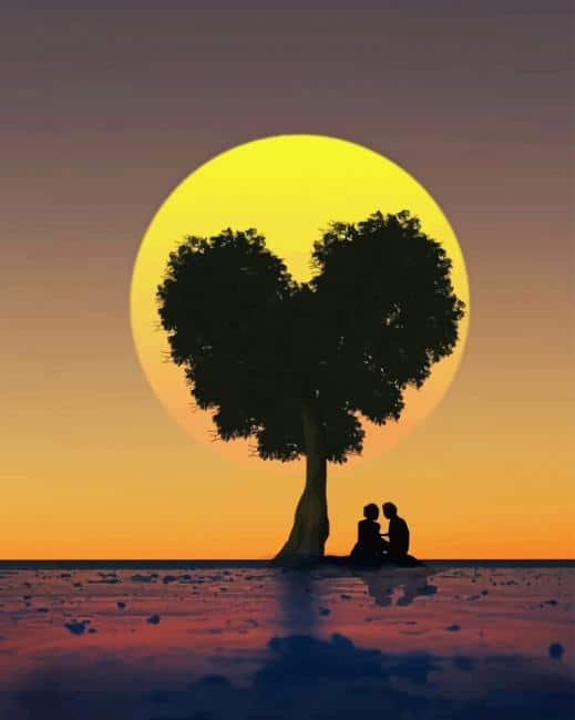 

Heart Tree Silhouette – Paint By Numbers - 40*50CM, 501 Original