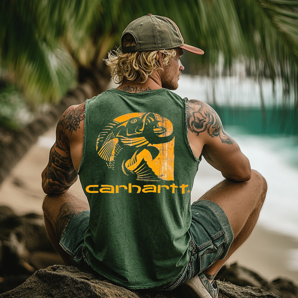 Vintage Unisex Beach Vacation Surf Logo Print Sleeveless Tank Top / TECHWEAR CLUB / Techwear