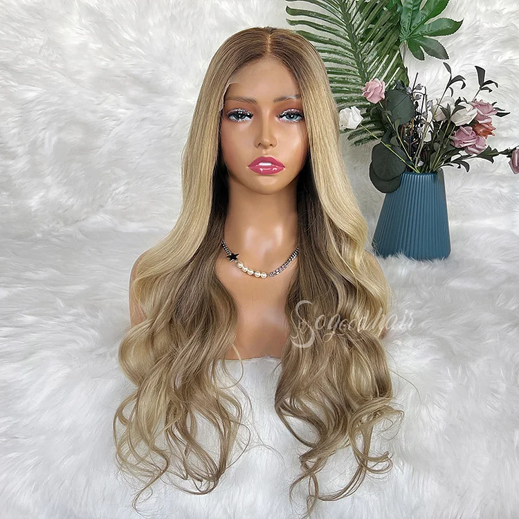 Chloe | Luxurious Soft Wave Ombre Blonde to Brown Raw Hair Wig