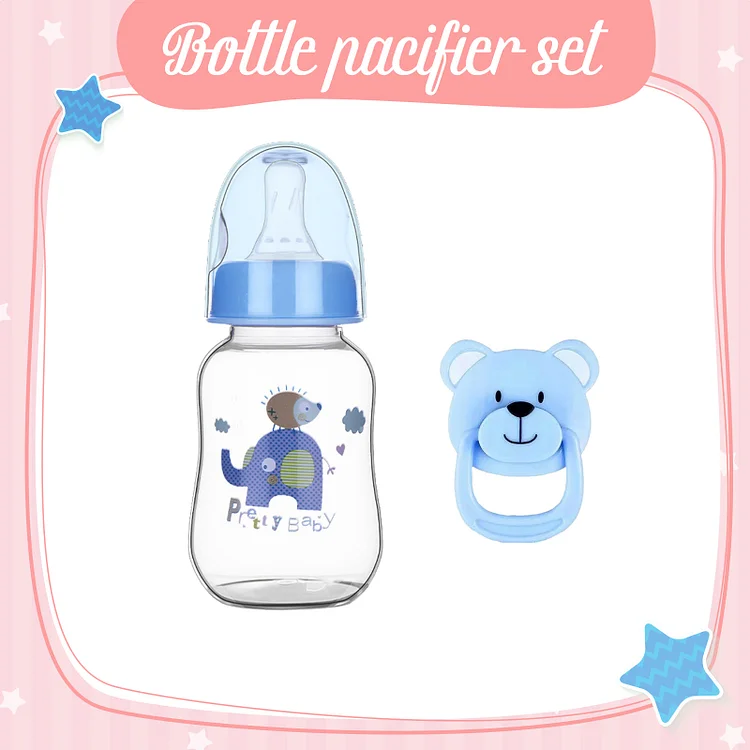 Blue Style Pacifier and Bottle 2 Piece Set Safest Reborn Baby Doll Accessories