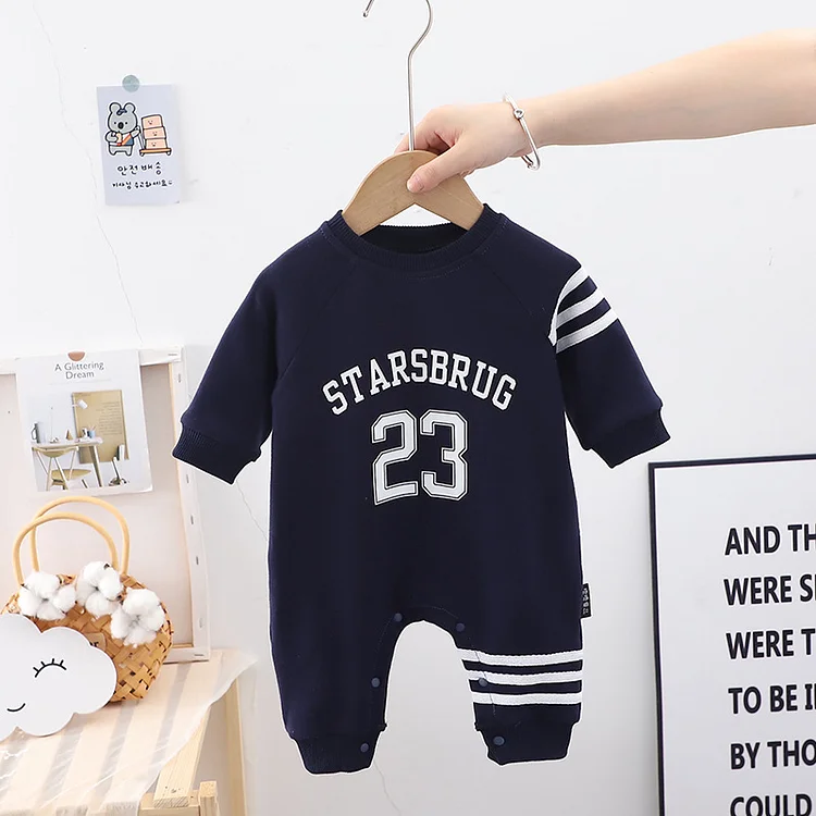 Baby Boy/Girl Letter & Figure Pattern Long Sleeve Romper