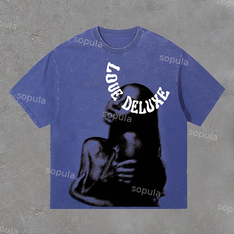 Sopula Men's Acid Washed Sade Adu Print Short Sleeve T-Shirt - SOPULA