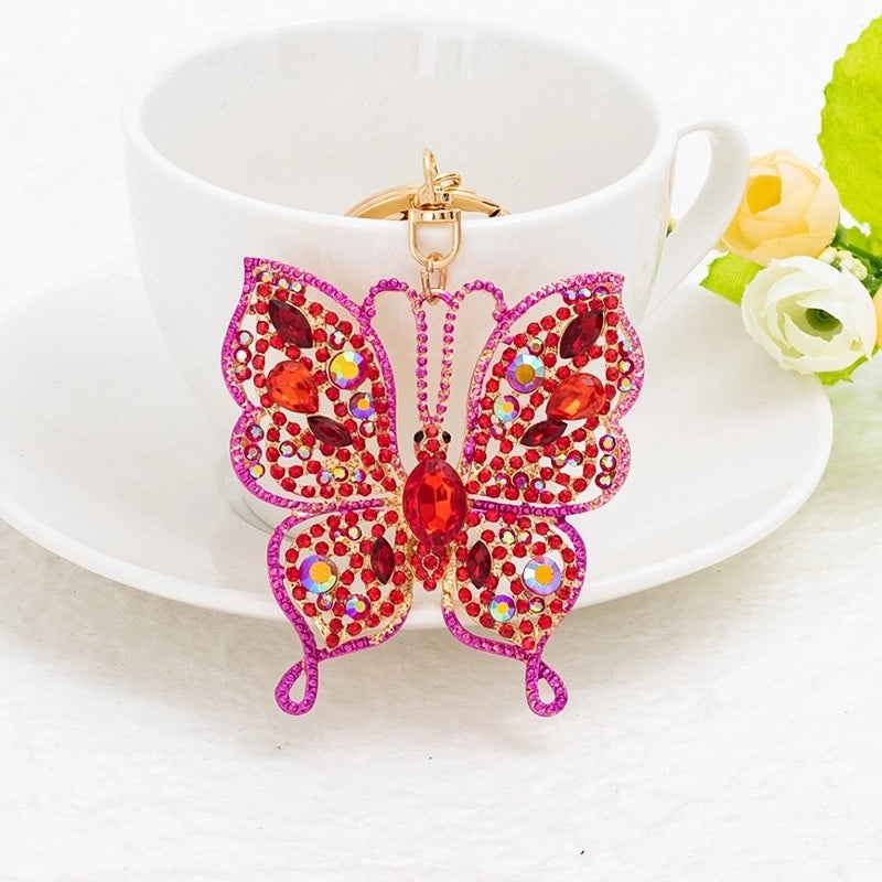 Fashion Butterfly Zinc Alloy Inlay Rhinestones Women’s Keychain 1 Piece