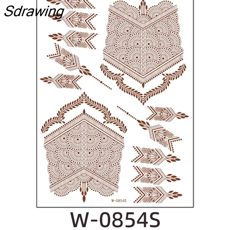 Sdrawing Henna Lace Temporary Tattoo Sticker Butterfly Mehndi Flower Fake Tattoo for Women Feather Flora Sexy Henna Design Stickers