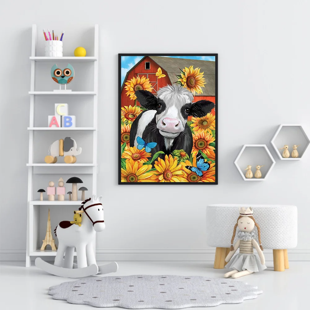 Full Round Diamond Painting 30*40cm - Sunflower Cow