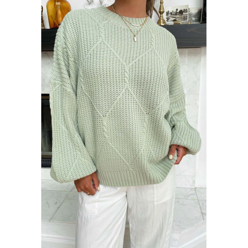 fall outfits women Autumn and Winter New Solid Color round Neck Pullover Lazy Knitted Loose Casual Sweater Top for Women