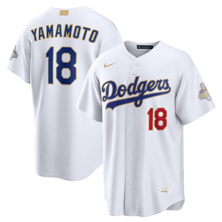 Youth Los Angeles Dodgers #18 Yoshinobu Yamamoto Nike White 2026 Gold Collection Authentic Custom Jersey