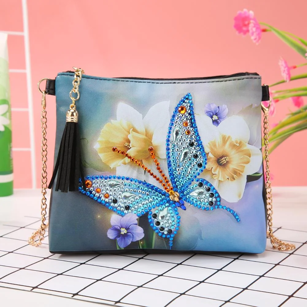 DIY Bag - Rhinestone - Butterfly Leather Chain Shoulder Bags