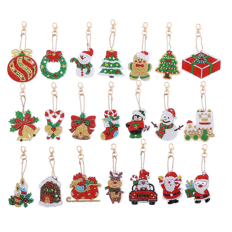 10/21pcs Diamond Painting Keychain DIY Christmas Gnome Bag Accessories Gifts