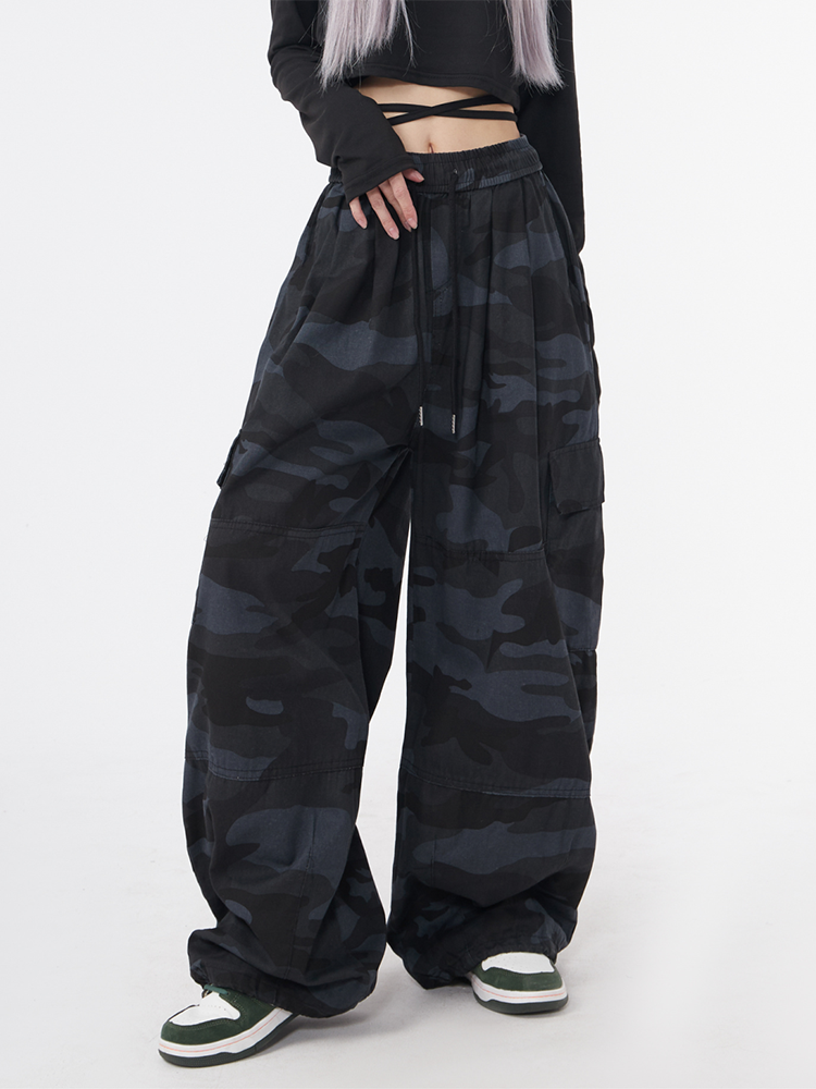 Y2k Camouflage Cargo Pants Women Loose High Waist Trousers American Retro Streetwear Pockets Bf Gothic Wide Leg Pant