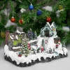 New Christmas Glowing Music Snow Scene House Window Home Christmas Ornaments Decorations