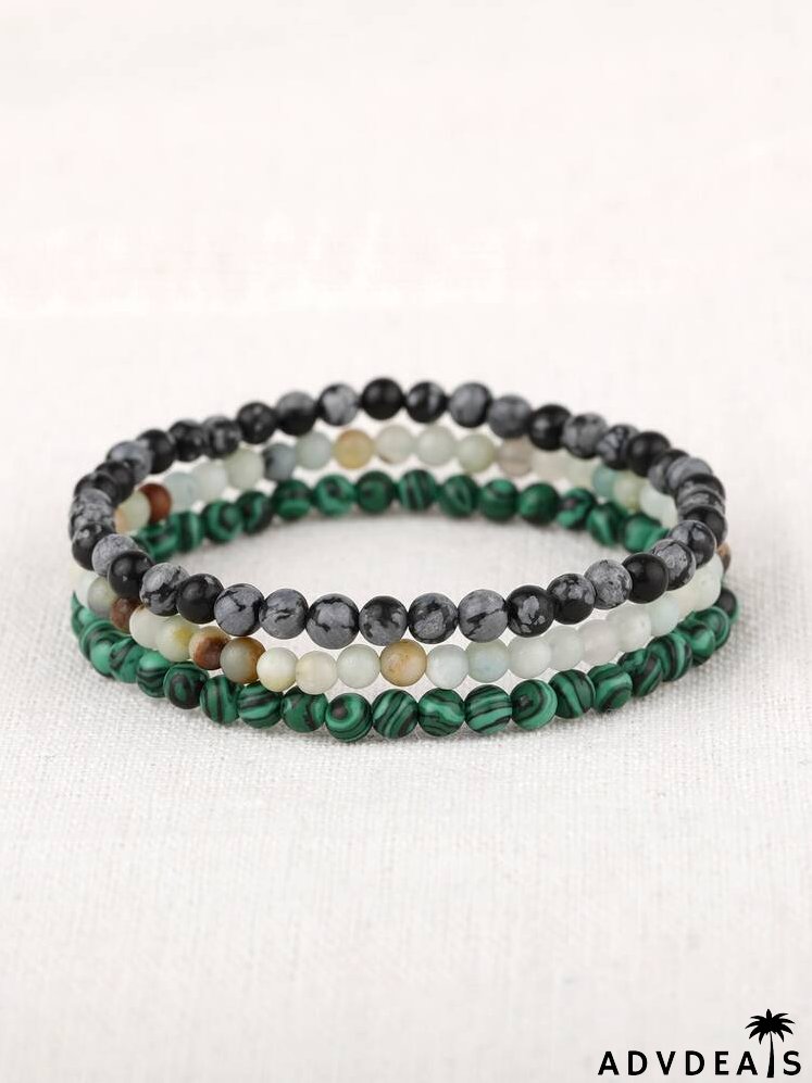 3pcs Stone Beaded Bracelet