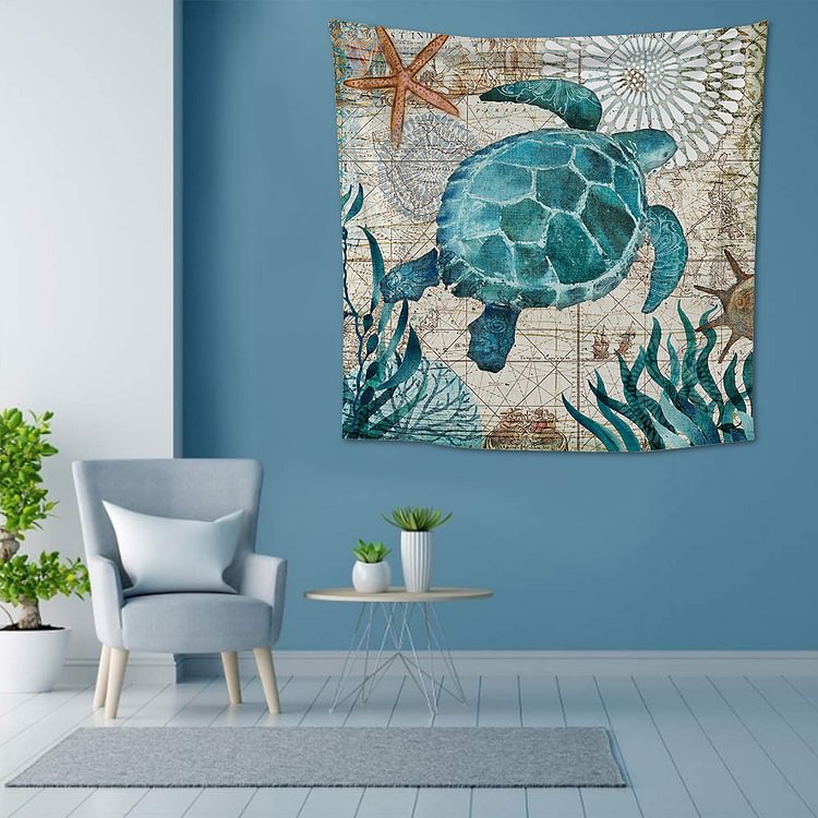 Sea Turtle Hanging Tapestry Blanket Bedroom Carpet Bedspread Dorm Wall Art