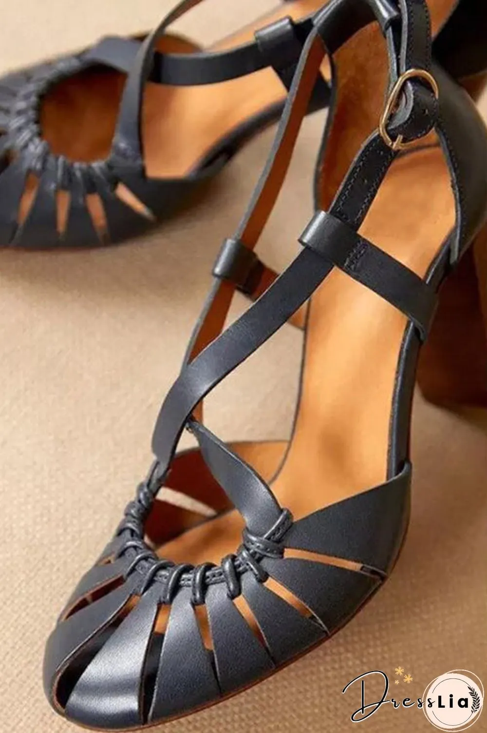 Multi Cross Strap Chunky High Heel Sandals