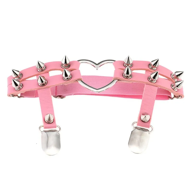 Billionm Leg Ring Garter Harajuku Elasticity Heart Faux Leather Harness Tight Suspender Punk Strap Belts Bondage Gothic Fashion New