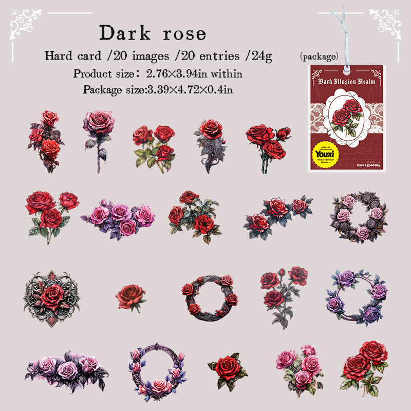 Sticker - Dark Fantasy Series Vintage Gothic Lace Flower Landscape 