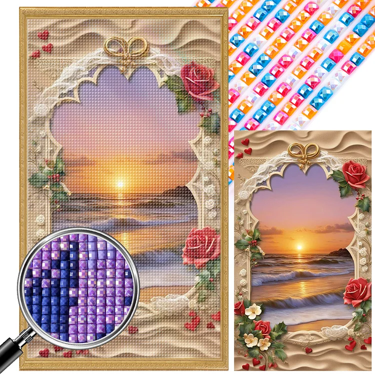 Seaside Sunset Picture Frame 40*70CM (Canvas) AB Square Drill Diamond Painting gbfke
