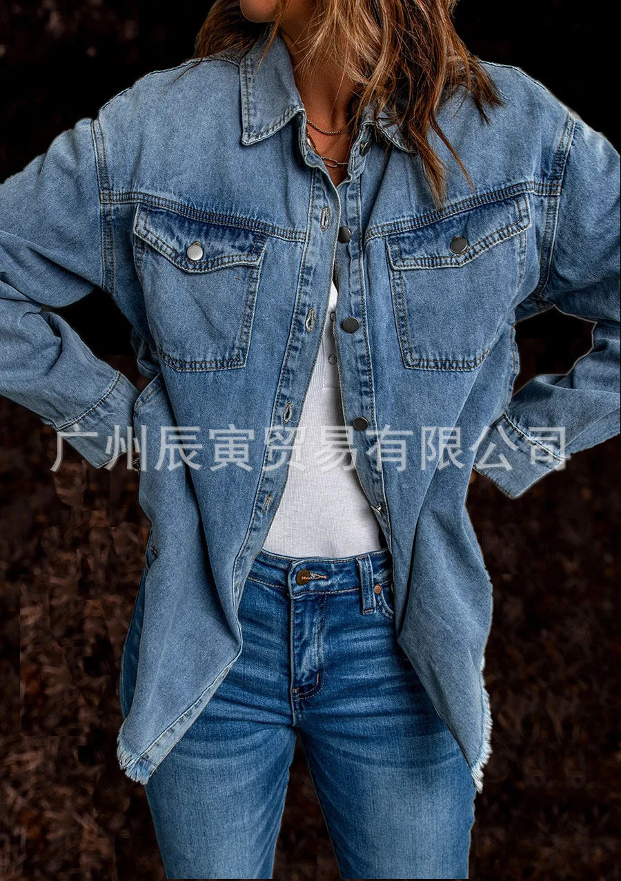 Toloer The Ins Hot Autumn Street Fashion Man Cowboy Lapel Loose Simple Women Shirt Three Color Five Yards-Outfit Ideas