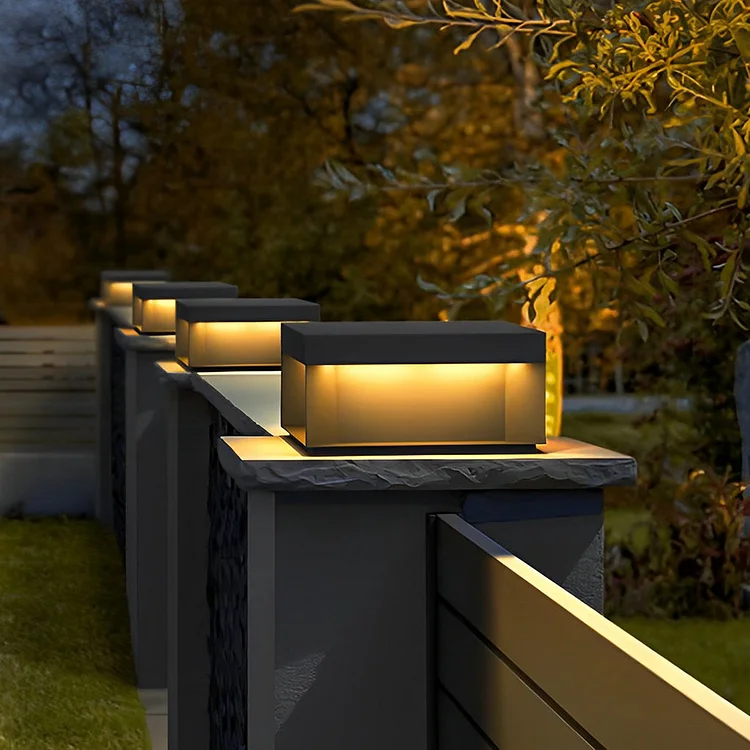 Square Stainless Steel LED Waterproof Modern Solar Fence Post Lights - Appledas